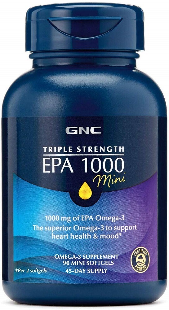 GNC Triple Strength EPA 1000mg Mini, 90 Mini Softgels, for Join, Skin, Eye,