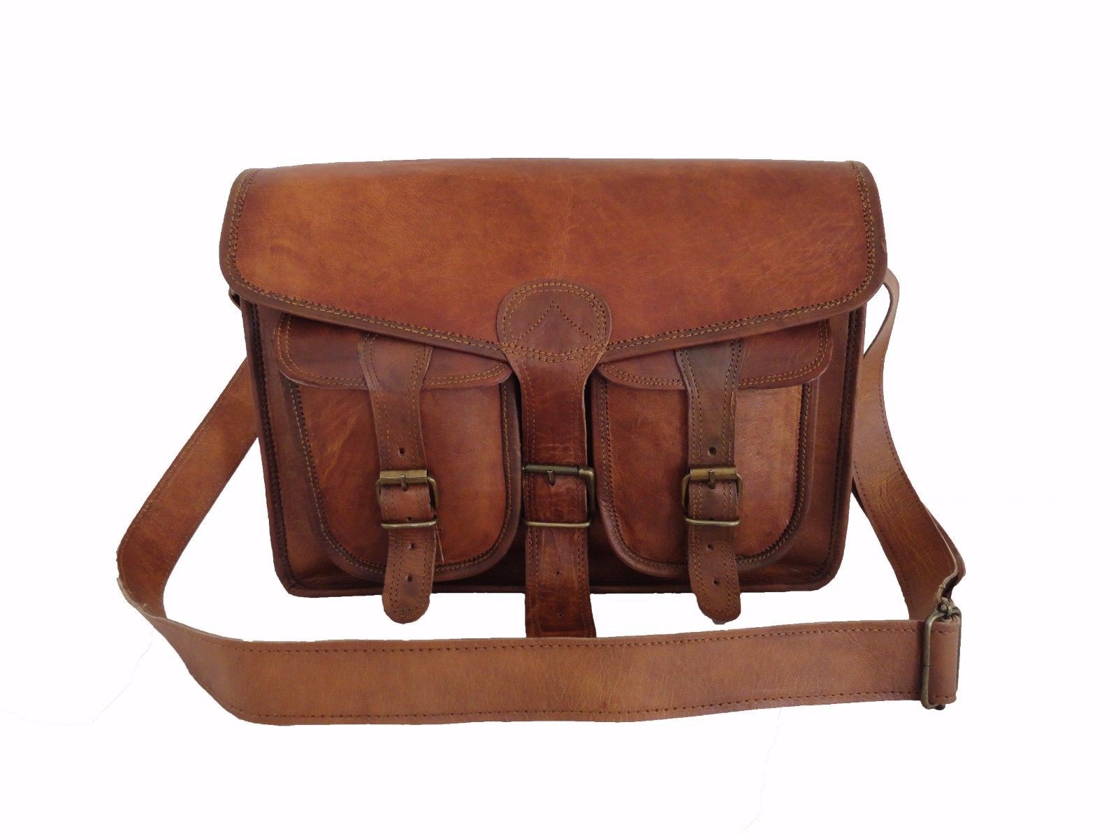 Vintage Leather Messenger Crossbody Bag Mens 13 In Laptop Satchel ...