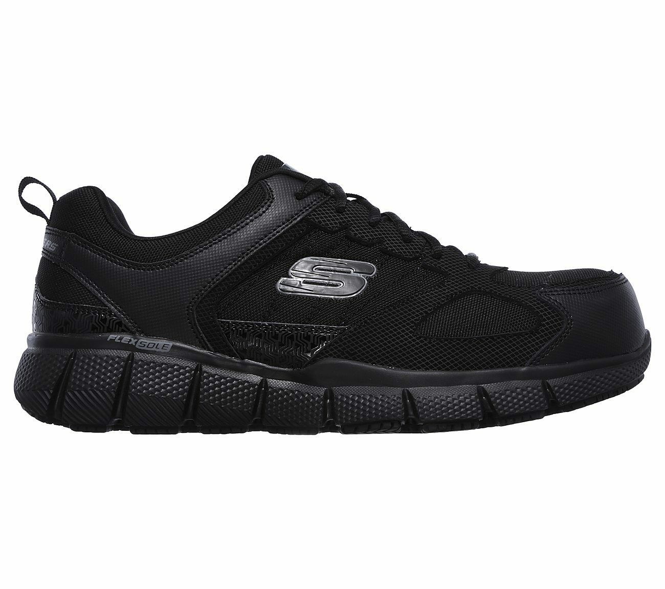 Skechers Black Shoes Work Men Memory Foam Slip Resistant Comp Toe EH