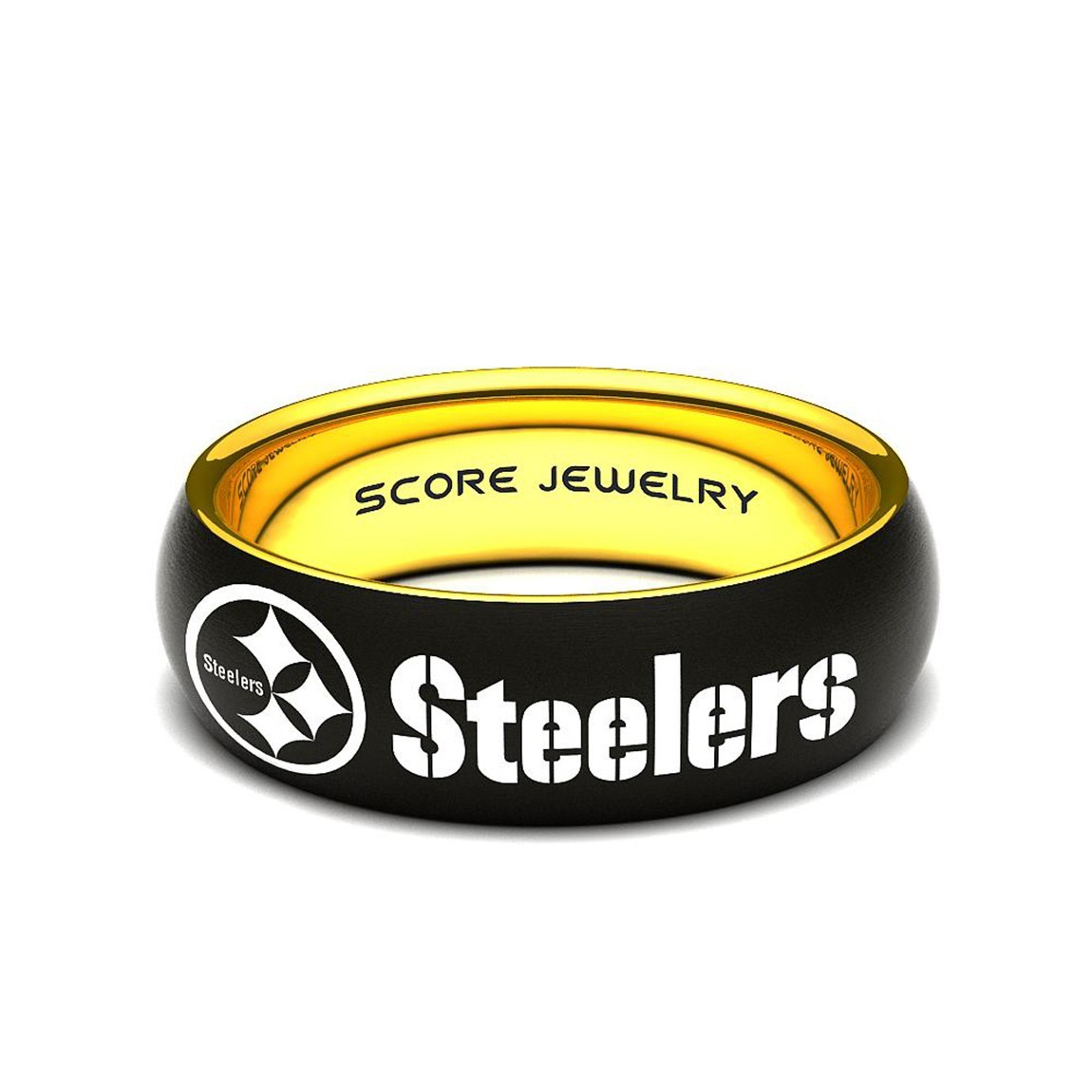 Pittsburgh Steeler NFL Football Team Tungsten Carbide Wedding Black ...