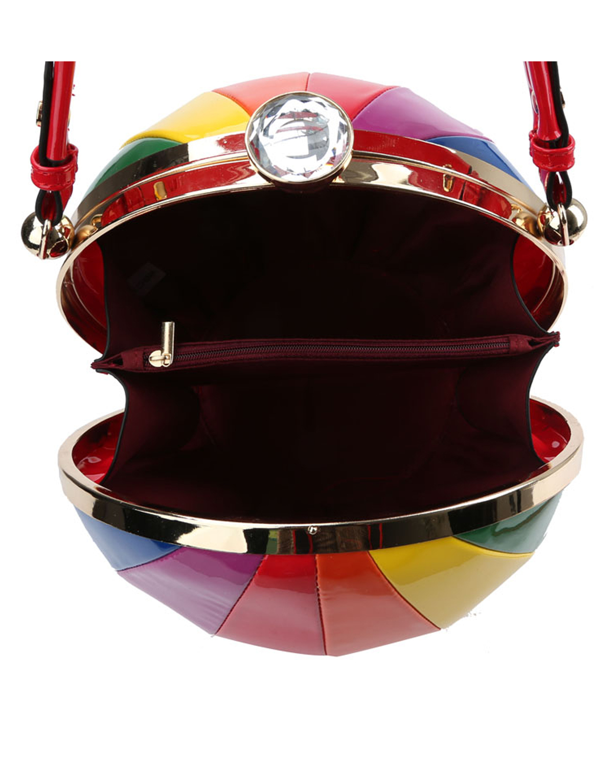 Round Handbag Women's Sphere Multi Color Shiny Beach Ball Cross Body