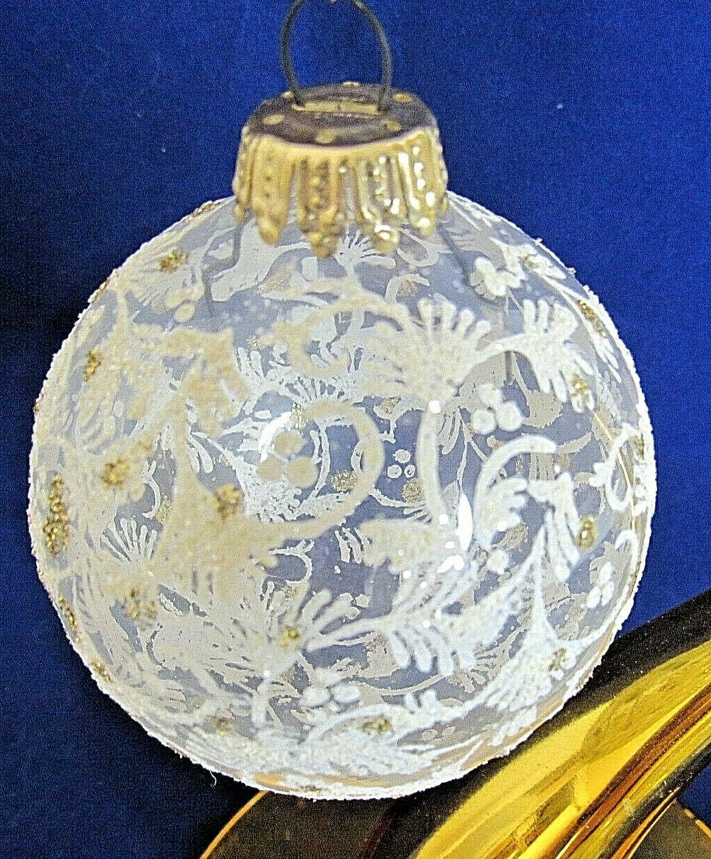 Krebs Christmas Ornaments West Germany Stencil Glitter Glass Ball Lot 6 Vintage Glass, Crystal