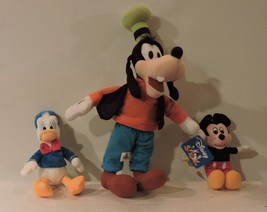 Disney lot of 3 Charactor Plushes 18" Goofy, 9" Sailer Donald  and 8" Mickey - $8.91