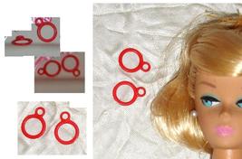 Barbie doll jewelry accessory red repro earring loops plastic vintage fashion  - $6.99