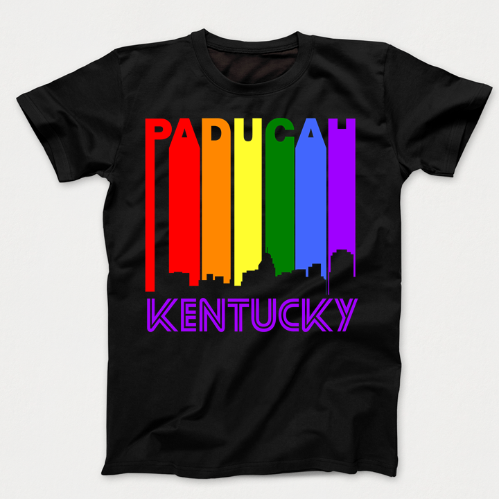 Paducah Kentucky LGBTQ Gay Pride Rainbow Skyline Kids TShirt T