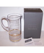 EXQUISITE MICHAEL WAINWRIGHT GLASS LLE DE RE GOLD 9&quot; PITCHER NEW IN BOX - $98.99