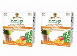 2 Packs of HYLEYS Tea with Moringa Oleifera and Mango - 50 Tea Bags - $19.99