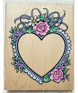 Stampendous &quot;Rose Lace&quot; Large Heart Frame Valentine&#39;s Day Rubber Stamp R... - $9.95