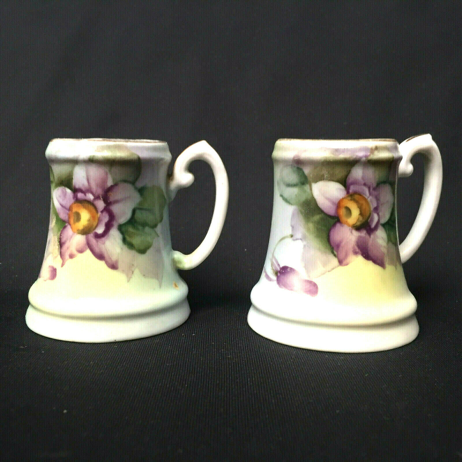 Antique Handled Noritake Nippon Hand Painted Salt Pepper Shakers Gold