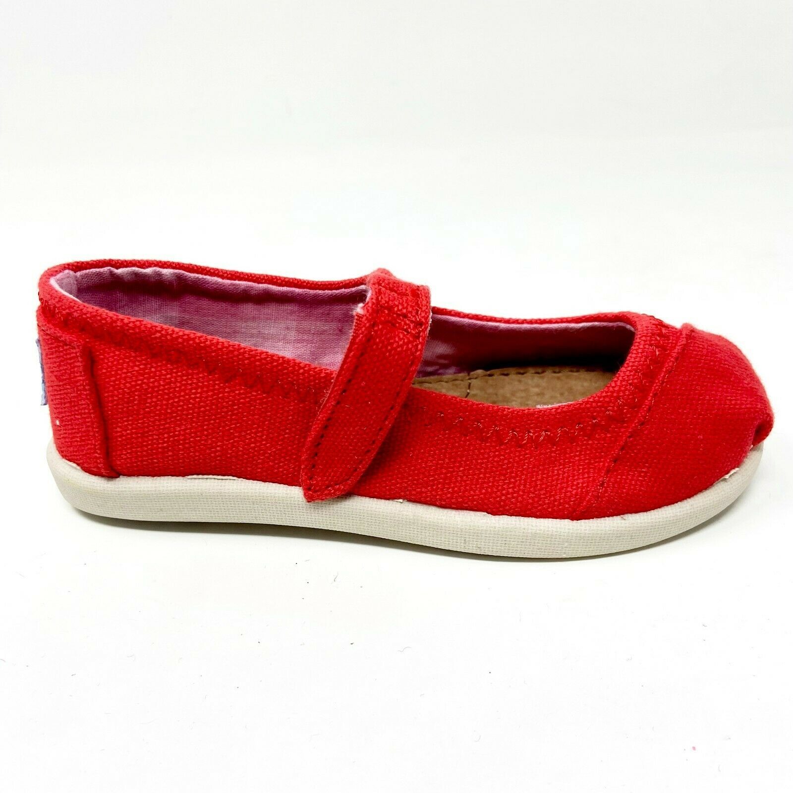 Toms Mary Jane Red Tiny Toddler Slip On Canvas Casual Flats - $24.95