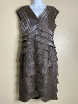 Adrianna Papell Womens Size 10 Brown Metallic Tiered Pencil Dress Sleeve... - $13.01