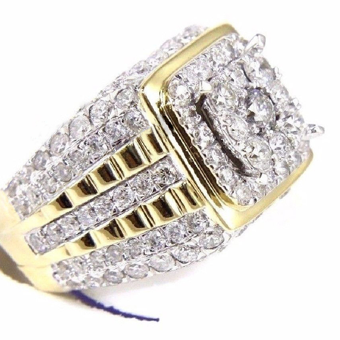 Mens 18k Gold Plated Iced Out Diamond Bling Hip Hop Engagement Big ...
