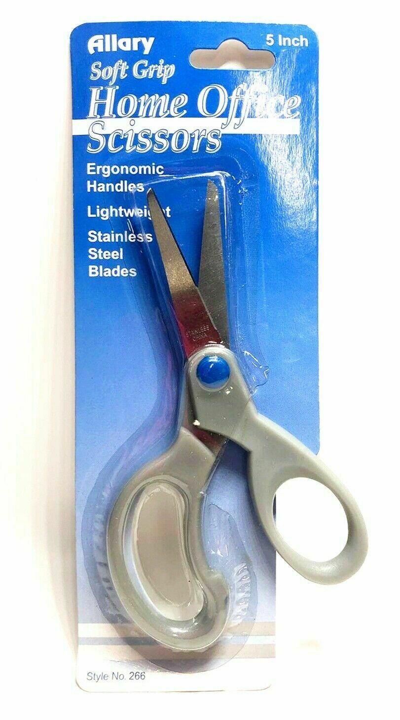 Lot of 2 - Allary Style #266 Soft Grip Home Office Scissors, 5, Grey