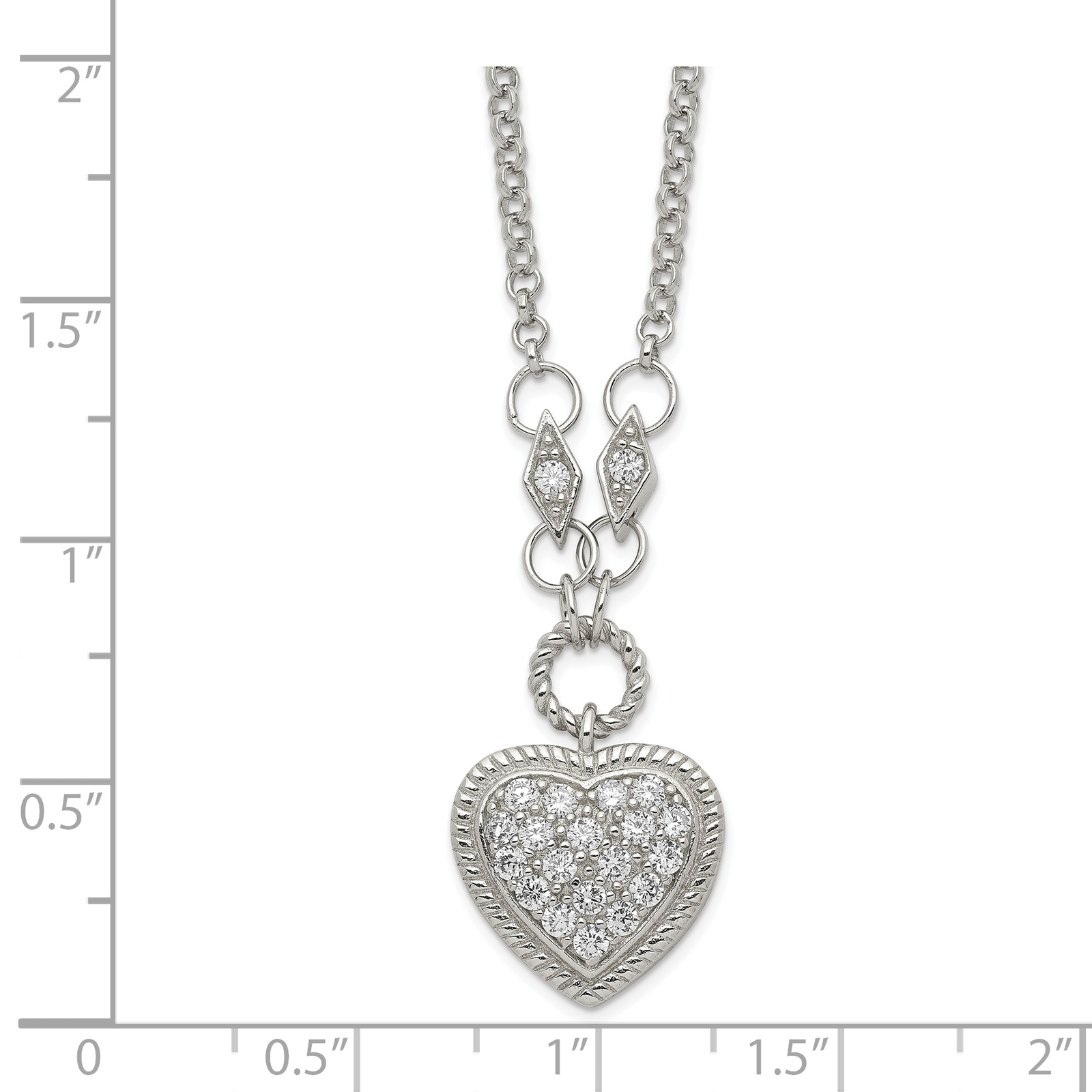 Sterling Silver CZ Heart Necklace Fine Necklaces & Pendants