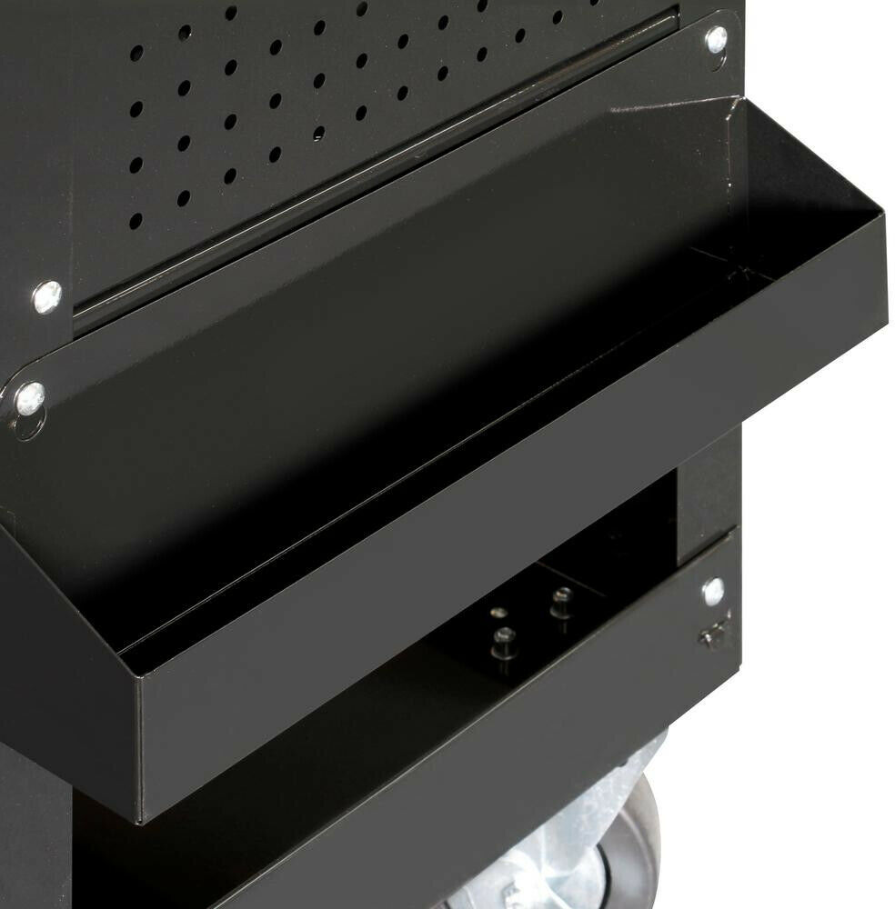 Husky Tool Storage Cart 33 in. 4Drawer Extended Side Table Bottle Tray Black Shelf Trucks