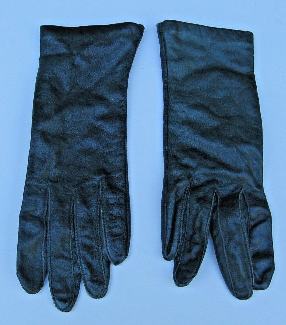 Ladies Olive Green Fine LEATHER Lined Gloves Size MEDIUM Gloves & Mittens
