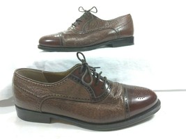 Johnston Murphy Domani Brown Italian Leather Cap Toe Brogue Oxford Shoe Men 7 M - $27.72