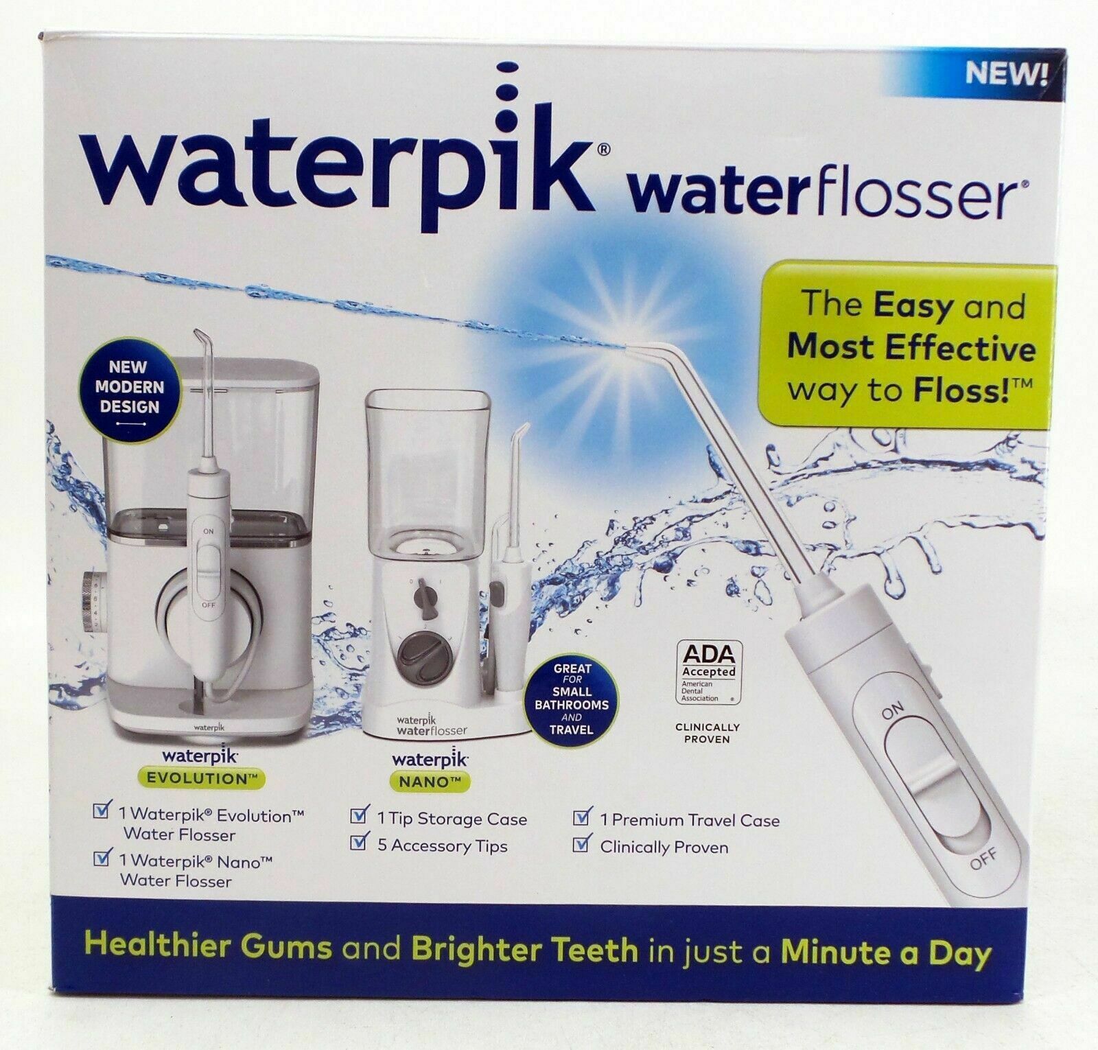 Waterpik Evolution/Nano Water Flosser Combo Pack New