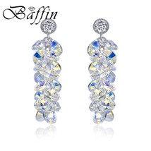 swarovski drop earrings women wedding party fashion accessories silver colors piercing thumb200