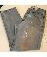 Levis Mens 550 Blue Jeans Relaxed Fit W33 L32 Work Destroyed Holes Fraye... - $23.75