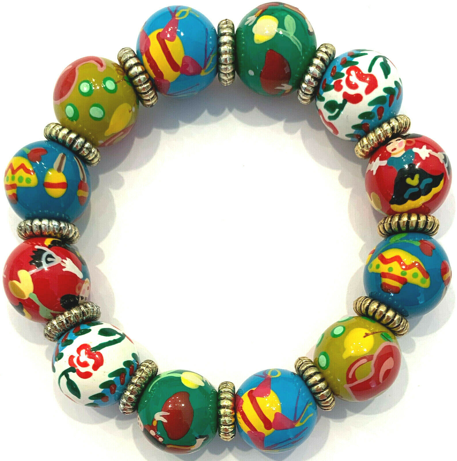 Primary image for NEW ANGELA MOORE MULTI-COLOR MEXICAN THEME BRACELET DANCERS MARACAS FLOWERS