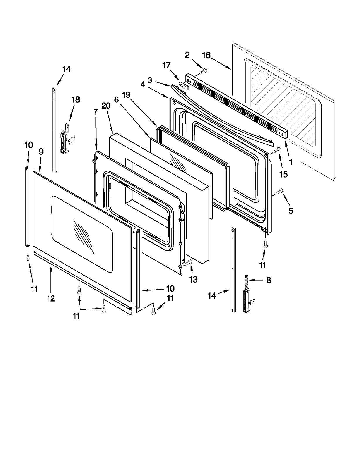 Whirlpool Range Left Oven Door Hinge (W10299227 / WPW10299227) {P4159} Cooking Appliance Parts