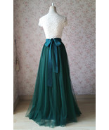 Dark Green Wedding Tulle Skirt Bow Dark Plus Size Bridesmaid Tulle Maxi ... - $56.09
