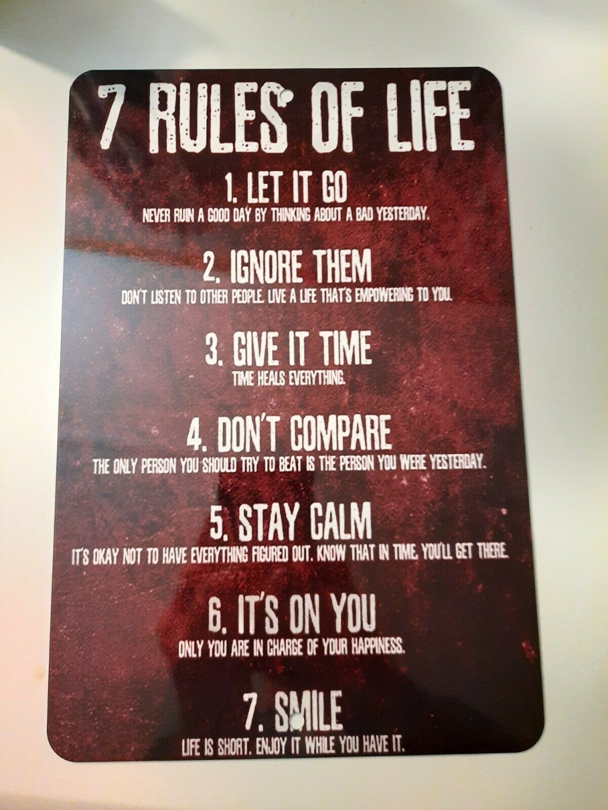 7 Rules of Life 8x12 Metal Wall Sign