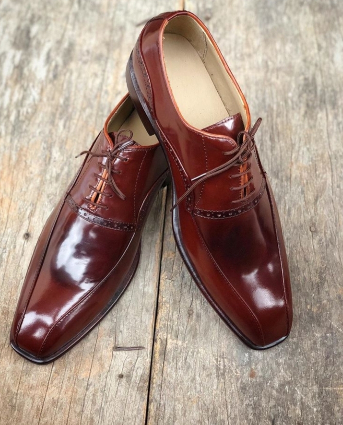 The Leather Souq - Handmade men's brown derby leather lace up dress shoes, men designer formal shoe