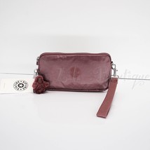 NWT Kipling K12650 Lowie Pouch Wallet Wristlet Polyamide Dark Maroon Met... - $34.95