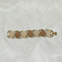 VINTAGE CHUNKY BRACELET TAUPE Coro MOONGLOW LUCITE THERMOSET PLASTIC GOL... - $24.89