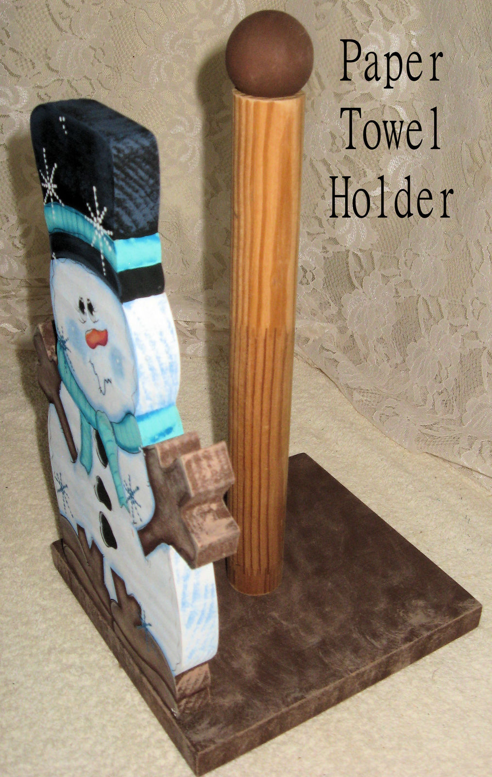 Paper Towel Holder, Snowman Theme, Kitchen Accents, Wood Snowman Décor