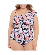 Time and Tru Women&#39;s and Women’s Plus Watercolor Splash Floral One Piece... - $33.58