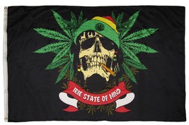 "RASTA SKULL" flag 3x5 ft poly marijuana herb irie state of mind - $8.88 - $9.88