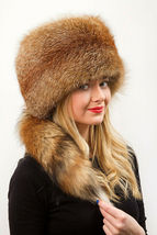 Natural Red Fox Fur Hat Detachable Tail Natural Colors Fur Saga Furs Pillbox Hat image 4
