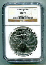 2018 American Silver Eagle Ngc MS70 Classic Brown Label As Shown Premium Quality - $65.95