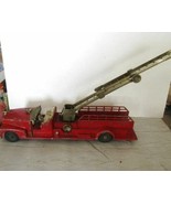 1950&#39;S LARGE HUBLEY # 520 FIRE TRUCK WITH ELEVATING-TURNTABLE LADDERS VG!! - $147.51