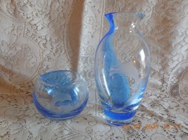 Lenox Blue Swirl Crystal Undersea &quot;Dolphin Paradise&quot; Vase &amp; Votive -  NI... - $123.75