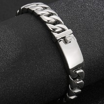 Man Bracelet Homme 12MM Wide Stainless Steel Curb Chain Charm Bracelets Hand Ban - $34.26