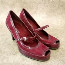 Naturalizer Womens  1003282 Size 6 Red  Slip On Peep Toe Mary Jane 3&quot; Heels - $19.99
