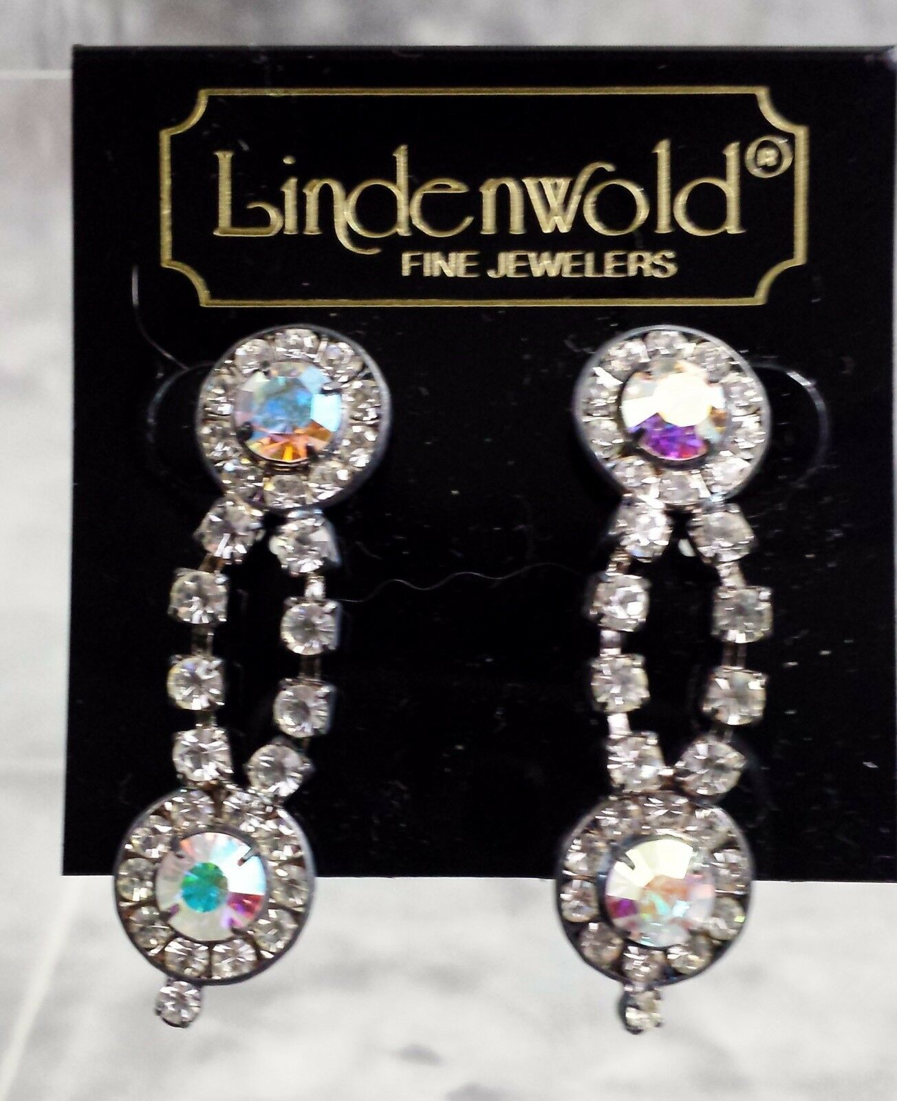 LINDENWOLD FINE JEWELERS COSTUME JEWELRY CUBIC ZIRCONIA DANGLE EARRINGS ...