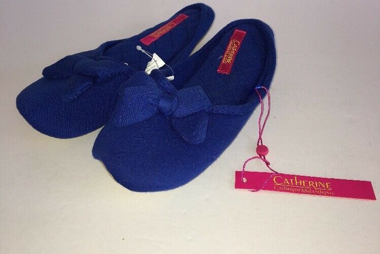 Women's Slippers House Catherine Malandrino Size 5-6 SM Blue W Bow Tie-SHIP N 24