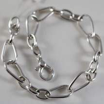 18K WHITE GOLD BRACELET OVAL AND DROP LINK, 8 MM, 7.50 INCHES, MADE IN ITALY image 1
