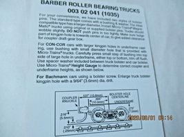 Micro-Trains Stock # 00302041 (1035) Barber Roller Bearing Truck Short Extension image 4