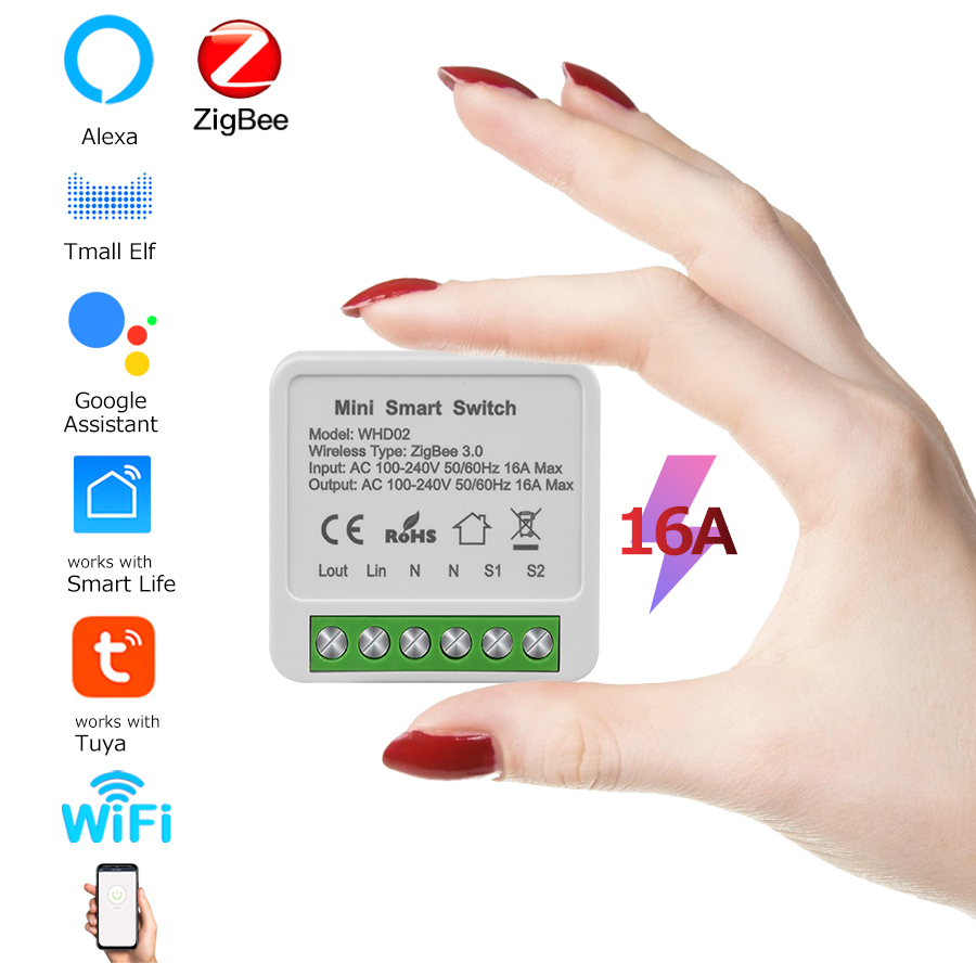Mini Wifi Switch 2 Way Control Zig Smart Switch Works with Alexa Google Home Sma