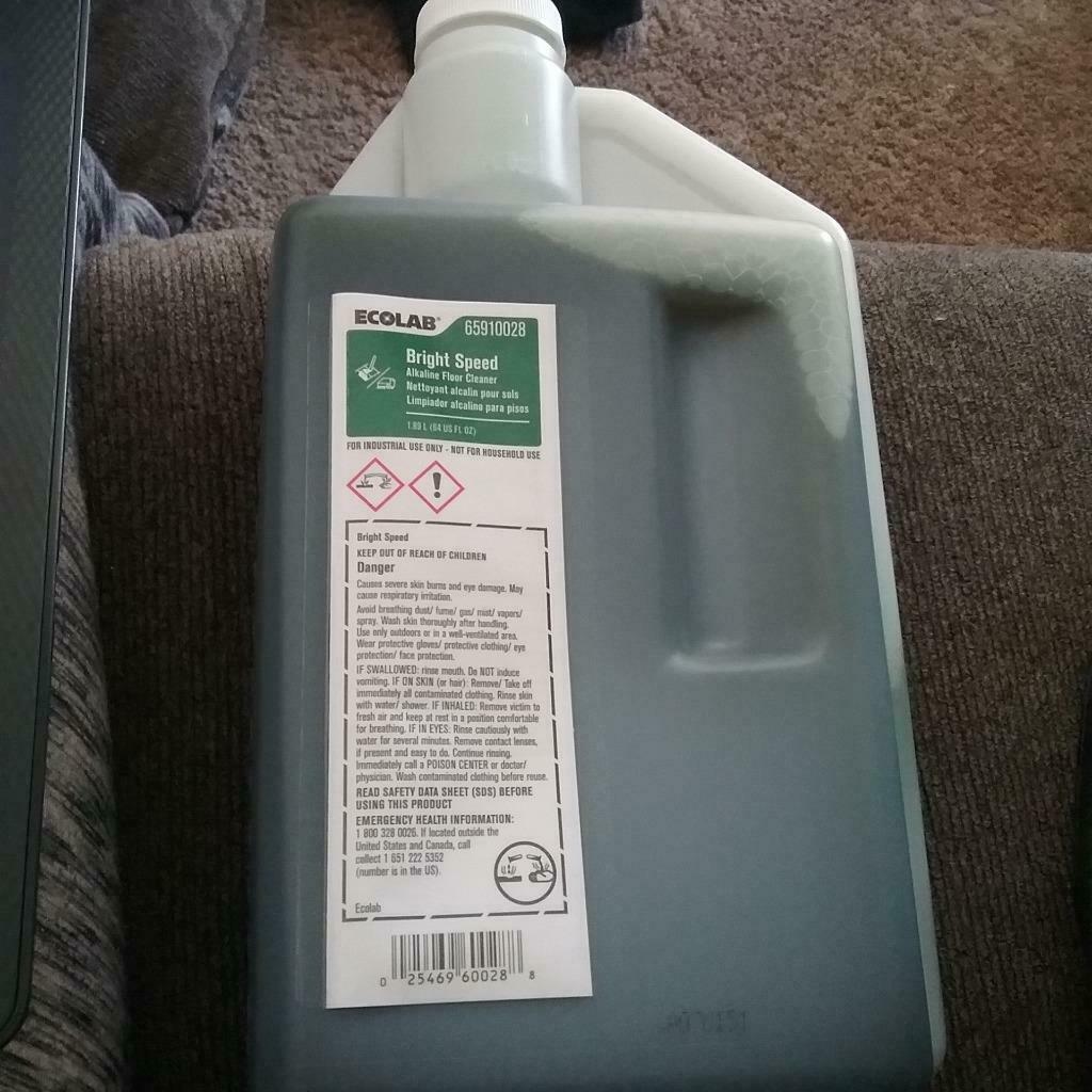 NEW ECOLAB BRIGHT SPEED INDUSTRIAL USE ALKALINE FLOOR CLEANER 64 FL OZ 65910028 Liquid Cleaners