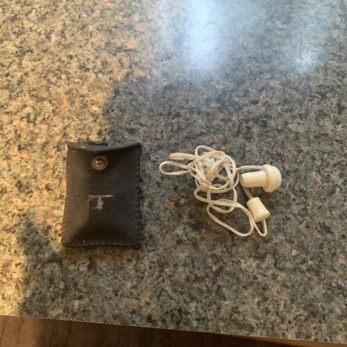 NOS Vtg Cream Transistor Radio Earphone Earbud Headphone Japan Leather Snap Case - $18.70