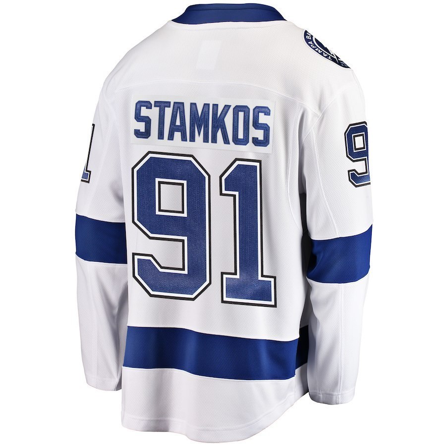 Men's 91 Steven Stamkos Jersey Sewn on Tampa Bay Lightning 2018 White