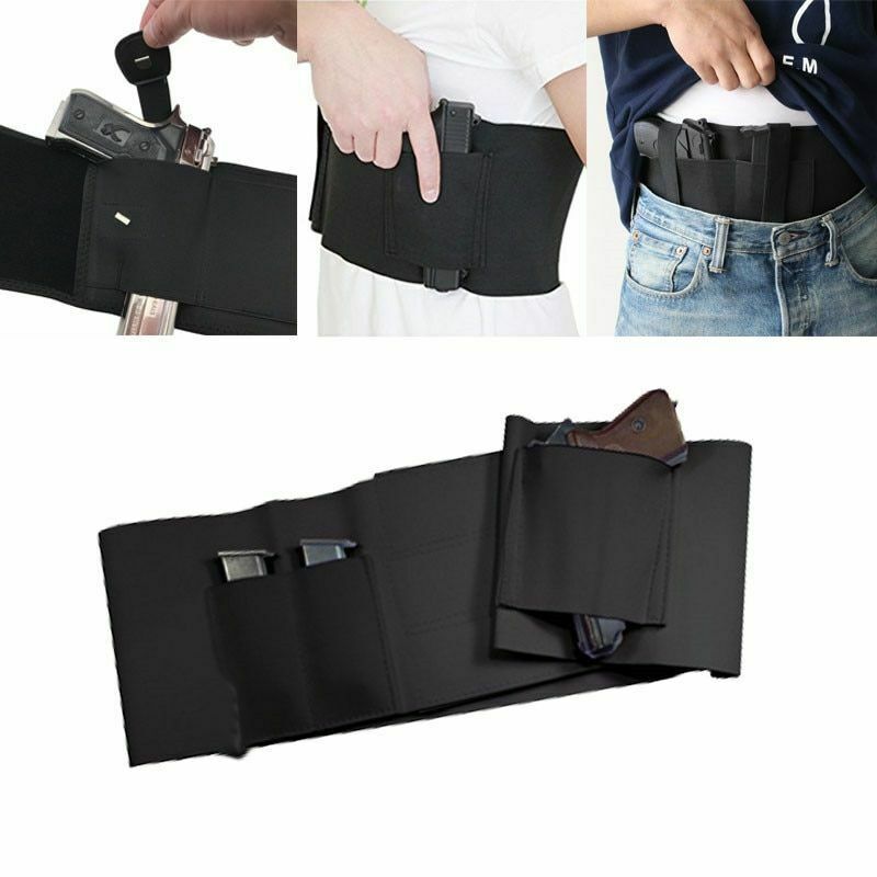 Belly Band Waist Gun Holster Concealed Carry Universal Right Left Pistol Elastic Holsters