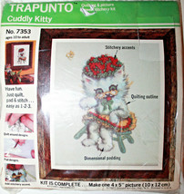 TRAPUNTO 7353 Cuddly Kitty Crewel Embroidery 3D Stitch Kit 4&quot; x 5&quot; 1977 - $36.16